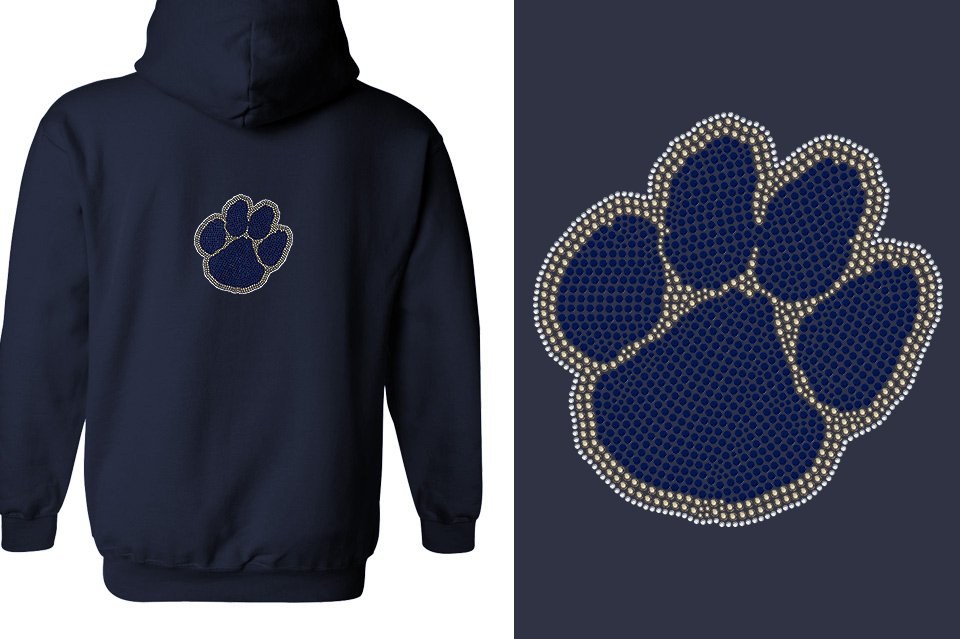 Rhinestones Seneca Paw Unisex Zip Hoodie