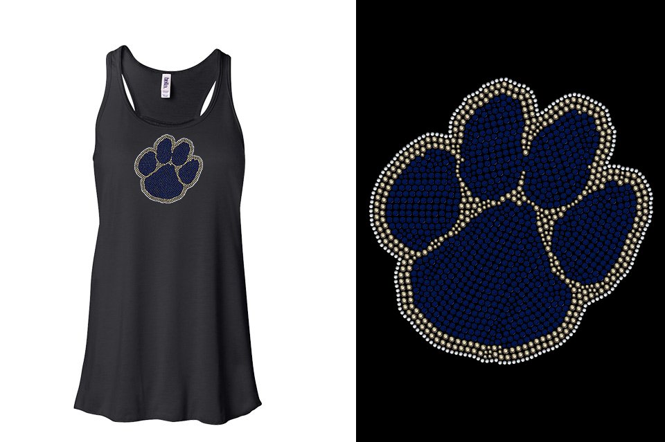Rhinestones Seneca Paw Youth Flowy Racerback Tank