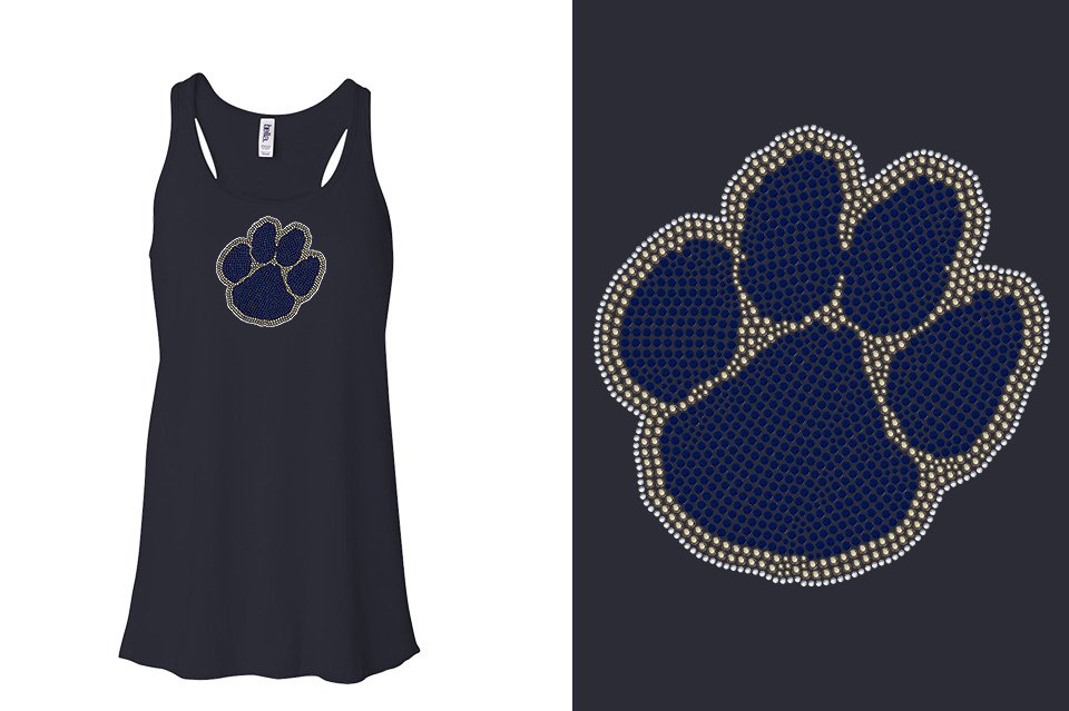Rhinestones Seneca Paw Youth Flowy Racerback Tank