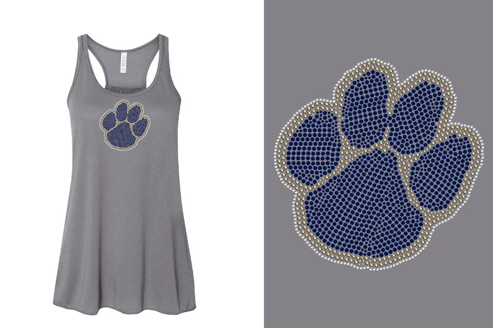 Rhinestones Seneca Paw Youth Flowy Racerback Tank