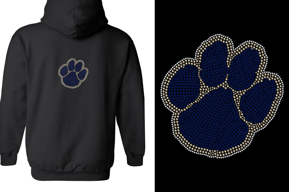 Rhinestones Seneca Paw Unisex Zip Hoodie