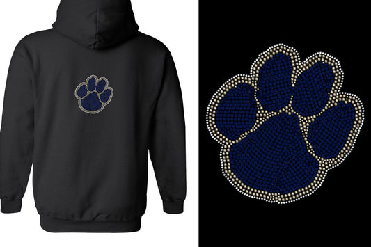 Rhinestones Seneca Paw Unisex Zip Hoodie