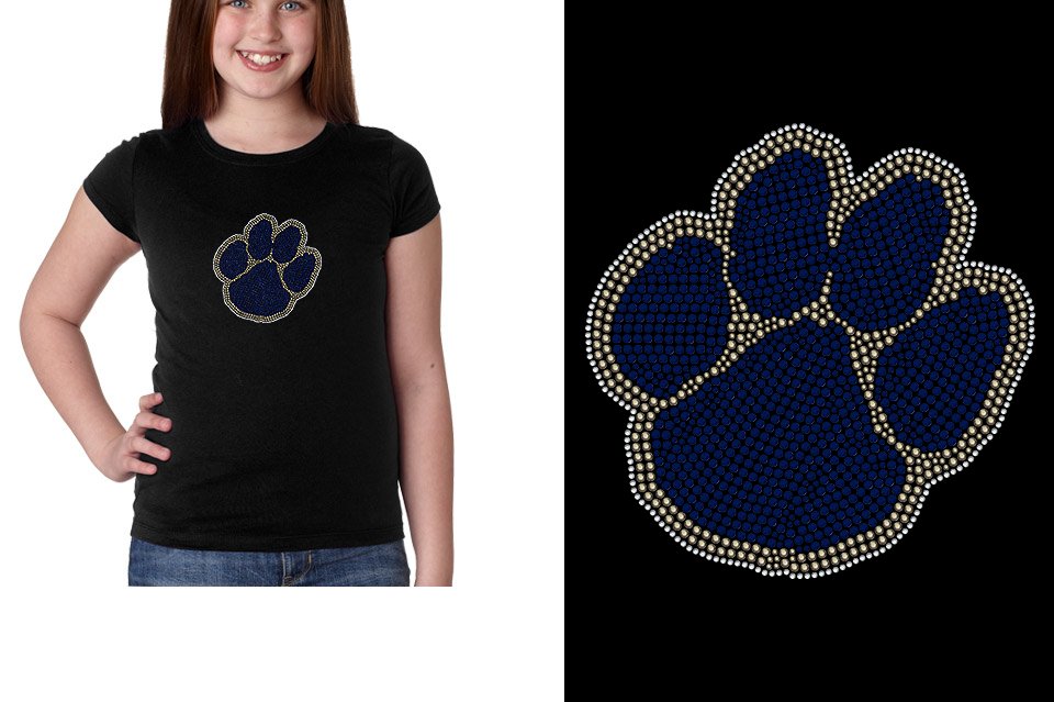 Rhinestones Seneca Paw Girls' Princess T-Shirt